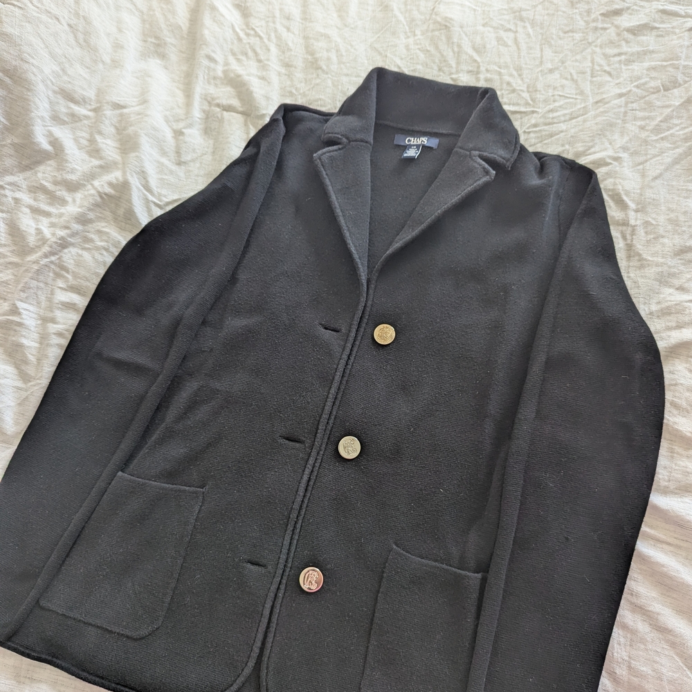 CHAPS Black Blazer with Gold Buttons
